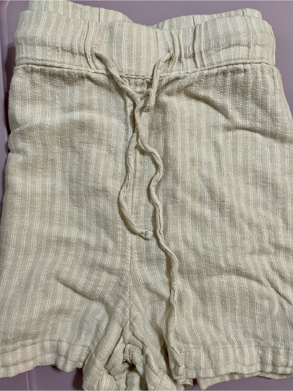 Light Cream Striped shorts